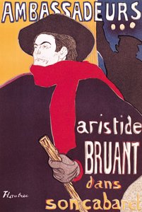 Poster die Aristide Bruant (1851-1925) in zijn cabaret bij de Ambassadeurs adverteert, 1892